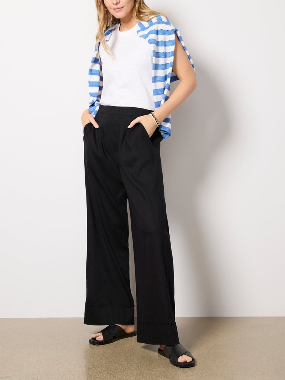 MEG EST 1994 Meg shop Wide-Leg Black Women's Pants - Classic High-Rise Style XS